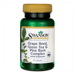 美国Swanson斯旺森葡萄籽绿茶松树皮复合胶囊60粒