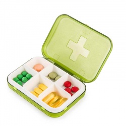 创意迷你小药盒旅行便携胶囊药丸收纳盒（六格）